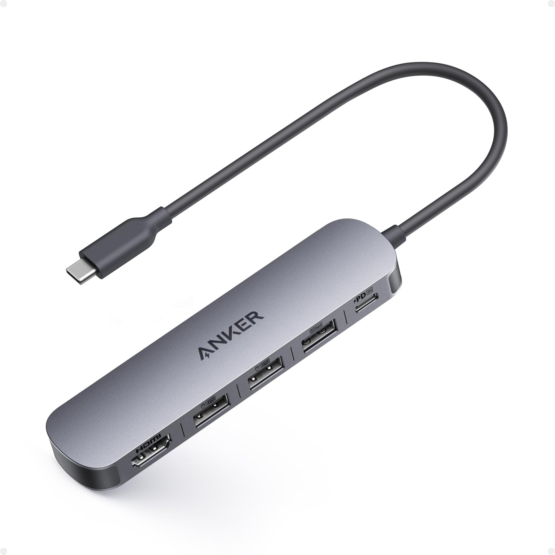 Hub USB-C Anker Plata con HDMI 4K 5 en 1