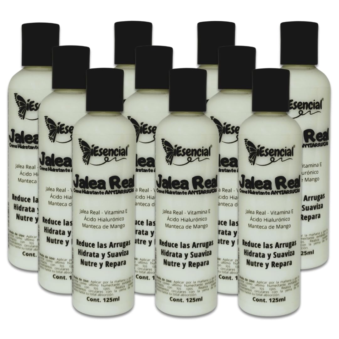 Crema Hidratante Natural Antiarrugas Jalea Real con Ácido Hialurónico y Vitamina E (125ml (10pz))