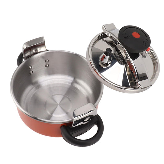 Haofy Mini Olla a Presión de Acero Inoxidable de 2 litros y 2 litros, Olla a Presión de Doble Fondo para Estufas de Gas, Estufas de Inducción, Olla a Presión
