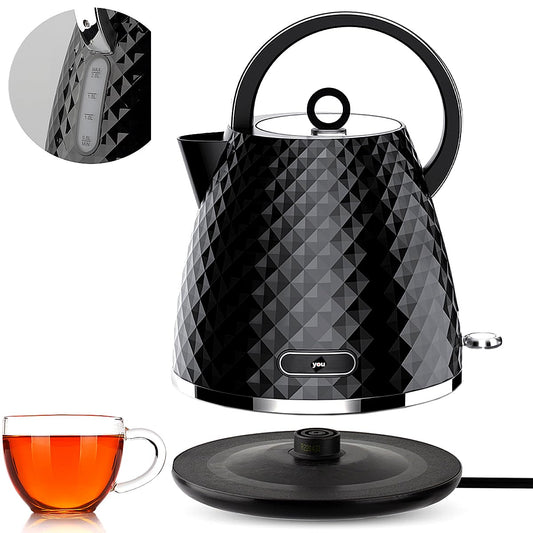 Hervidora De Agua Tetera Electrica Jarra de 2 Litros Base 360° Acero Inoxidable Diseño Elegante 2200w