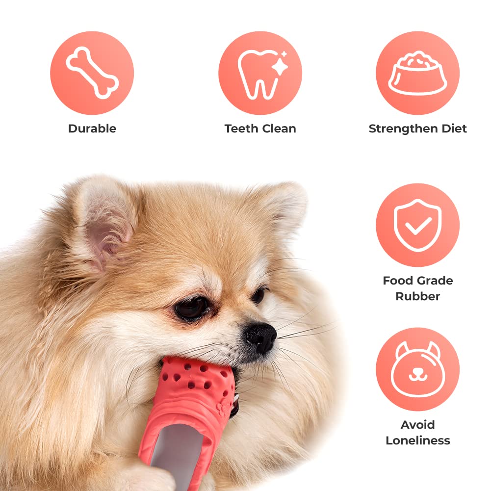 Juguete masticable para perros, juguete de goma duradero para cachorros, juguetes resistentes para perros para entrenamiento de mascotas y limpieza de dientes, juguetes interactivos para cachorros, masticadores agresivos, raza mediana pequeña (rojo)