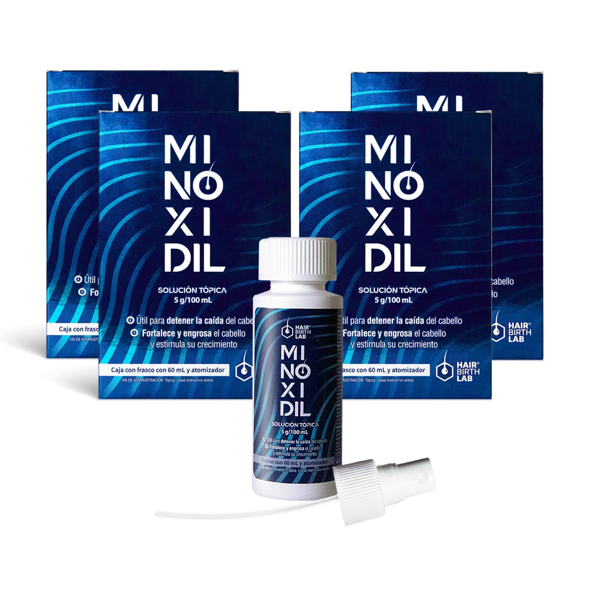 Minoxidil 5% 60 ml Hair Birth Lab Pack de 4