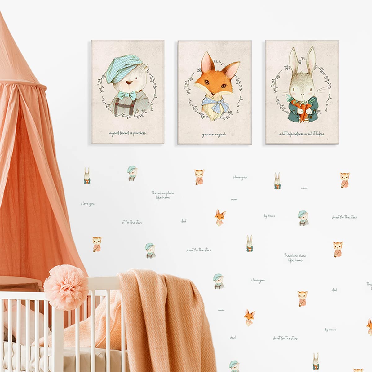Feel Kozi - Calcomanías de pared extraíbles (60 piezas) - Pegatinas de animales para decoración de habitación de niños, decoración de pared de guardería, decoración de sala de juegos y decoración de