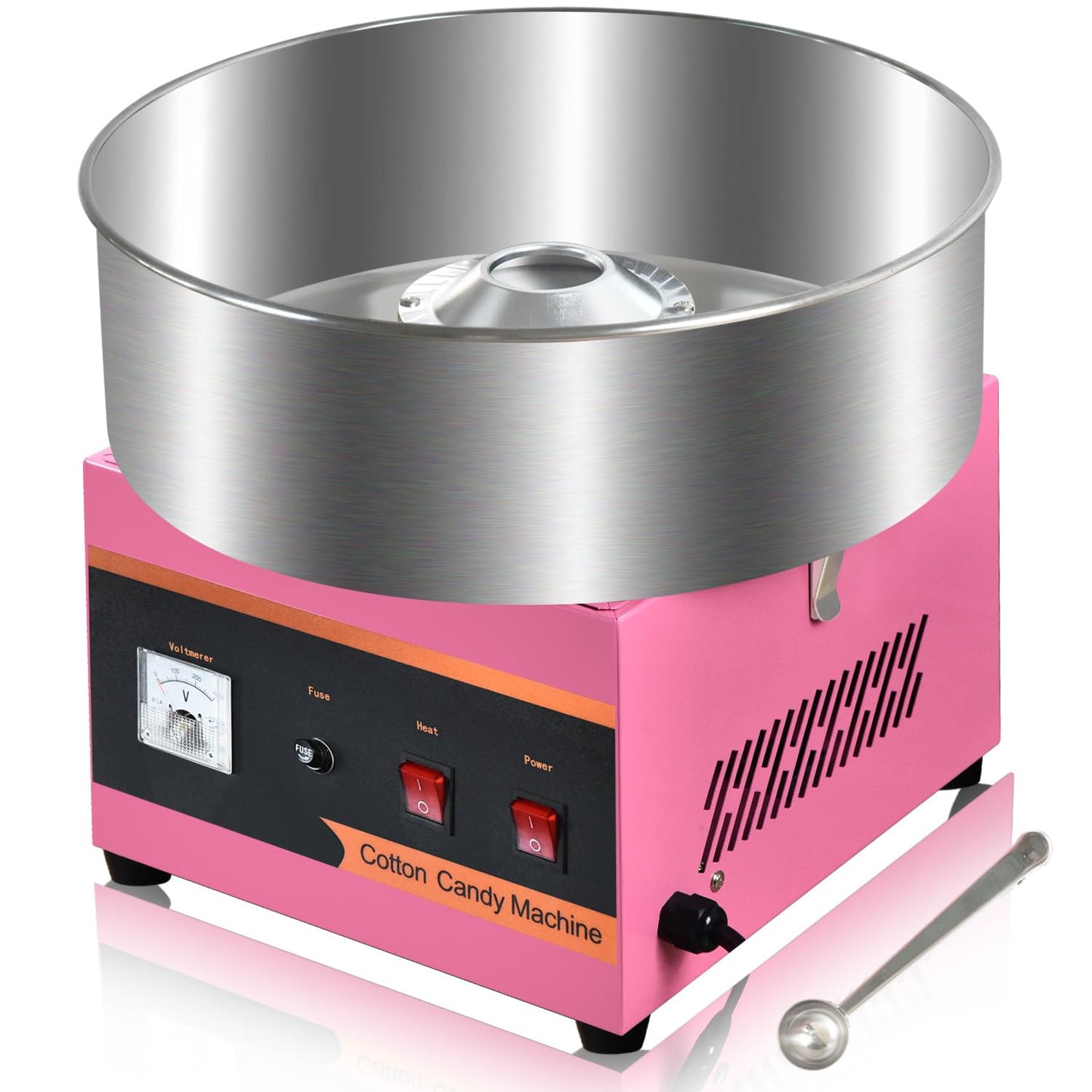 Máquina comercial de algodón de caramelo, máquina de algodón de 110 V 1000 W, máquina de hacer hilo de caramelo, hacer malvaviscos, con tazón de acero inoxidable, cuchara de azúcar, revestimiento