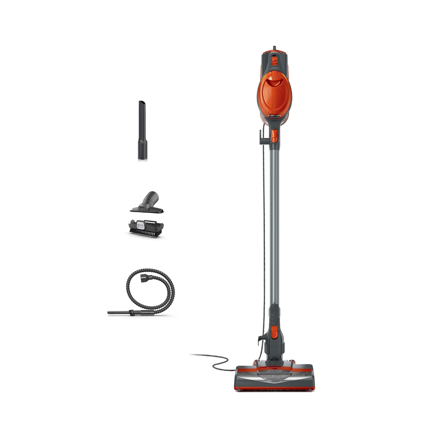 Shark Rocket - Aspiradora sin Bolsa con Cable para Limpieza de alfombras y Suelos Duros con dirección giratoria (HV302), Gris/Naranja