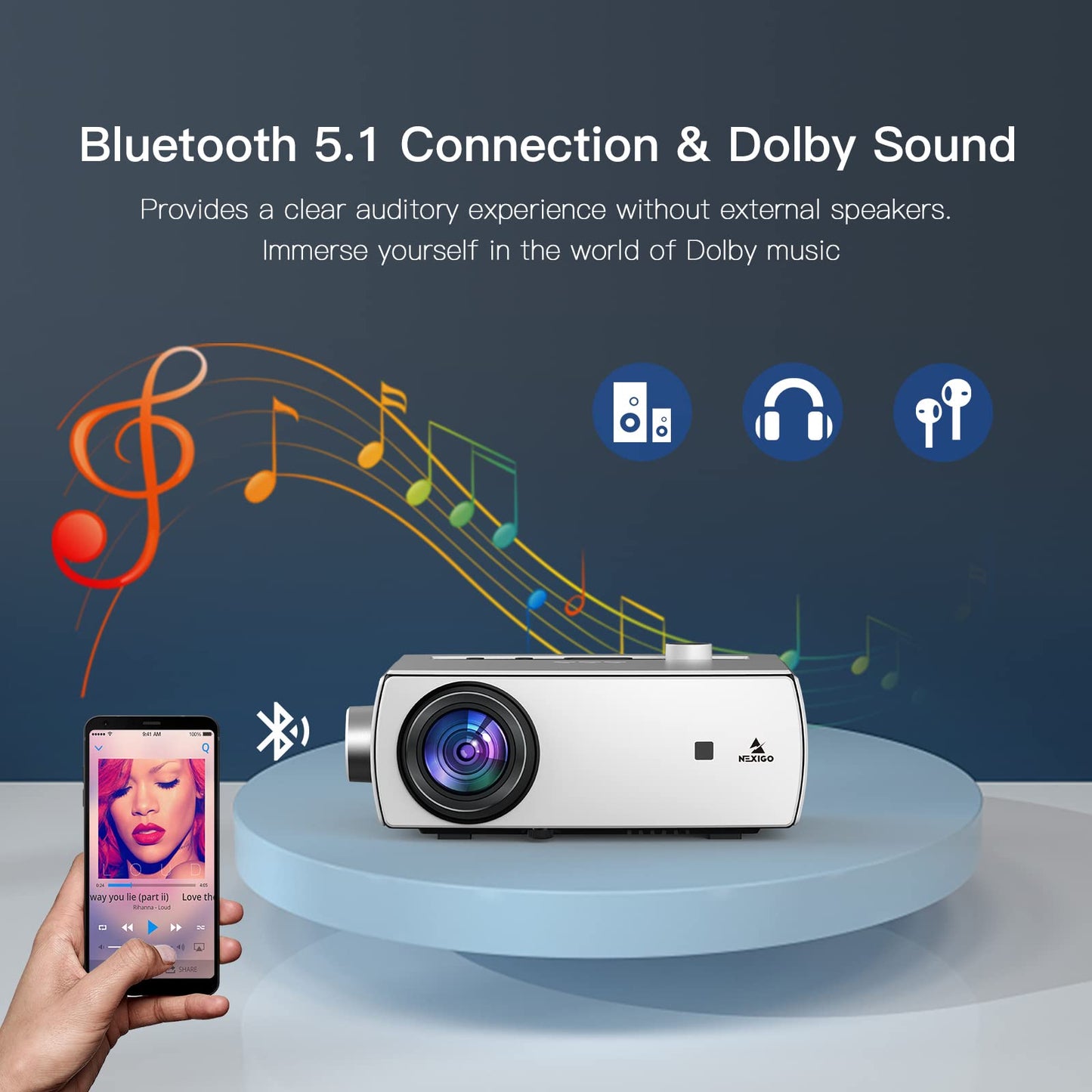 Proyector NexiGo Bluetooth WiFi PJ10 1080P Alta Luminosidad Reacondicionado