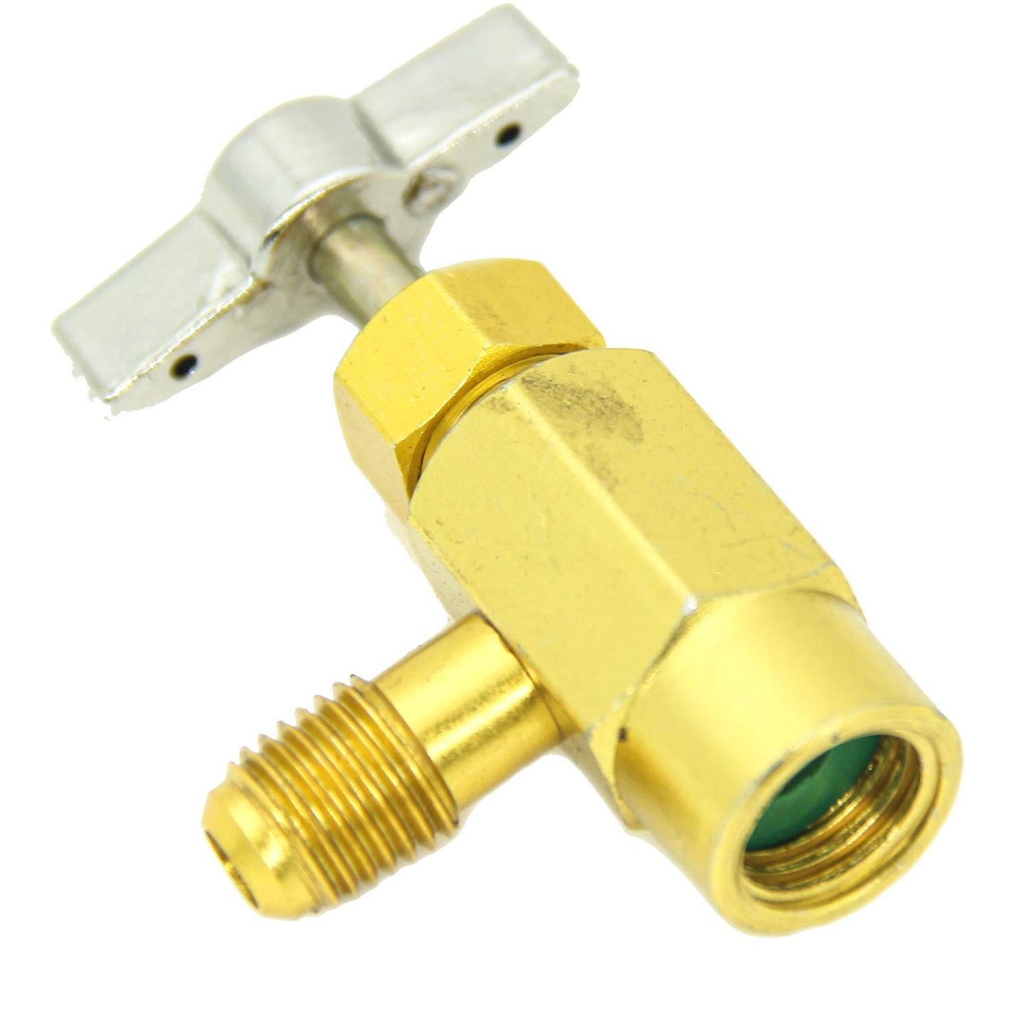 R134a Tap, R134A llave de latas autosellable, con rosca de mano derecha, R134A herramienta de válvula abridor de botellas 1/2" Acme hembra R-H, conector macho SAE de 1/4", para R134A, con manguera y manómetros