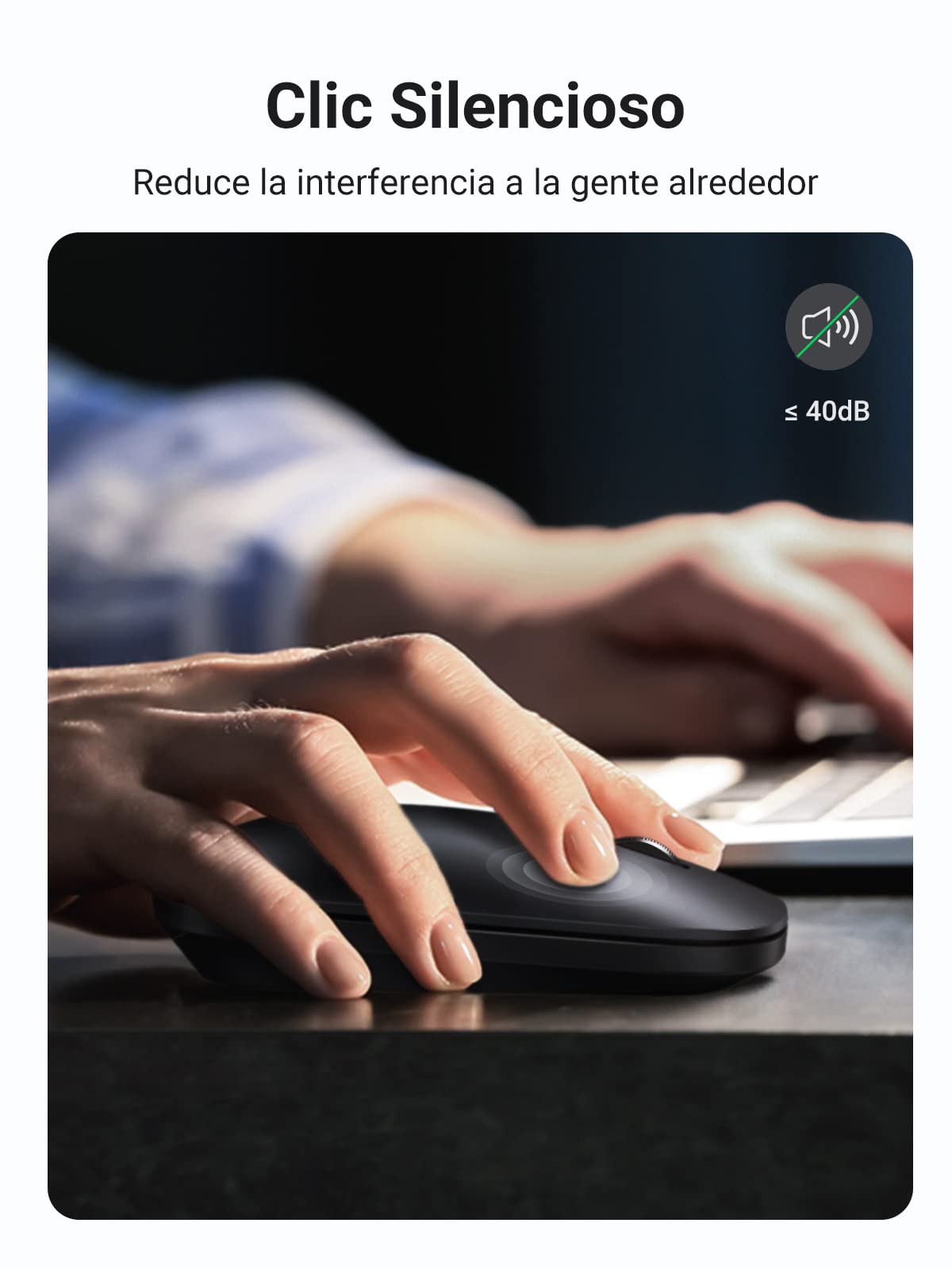 Ratón Inalámbrico UGREEN Negro con Bluetooth y USB 2.4G Silencioso 4000 dpi para MacBook iPad Windows Linux macOS