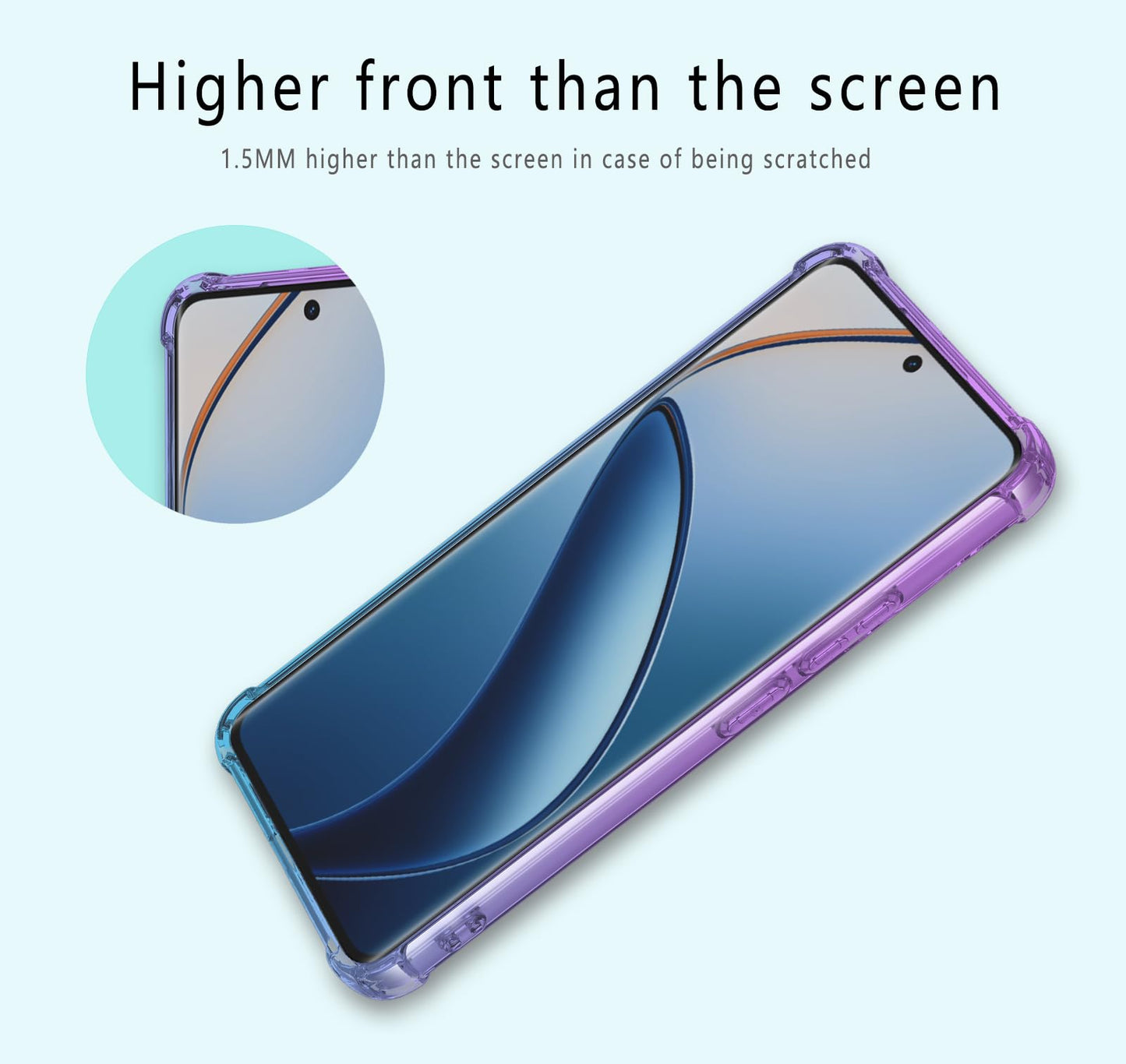 DABUNA Funda para Realme 12 5G Case Uso Rudo,Transparente Colores Degradados Protectora de Cámara Anticaída Carcasa Bumper(Púrpura Azul)