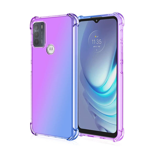 DABUNA Funda para Moto G60 y G40 Fusion Case Uso Rudo,Transparente Colores Degradados Protectora de Cámara Anticaída Carcasa Bumper(Púrpura Azul)