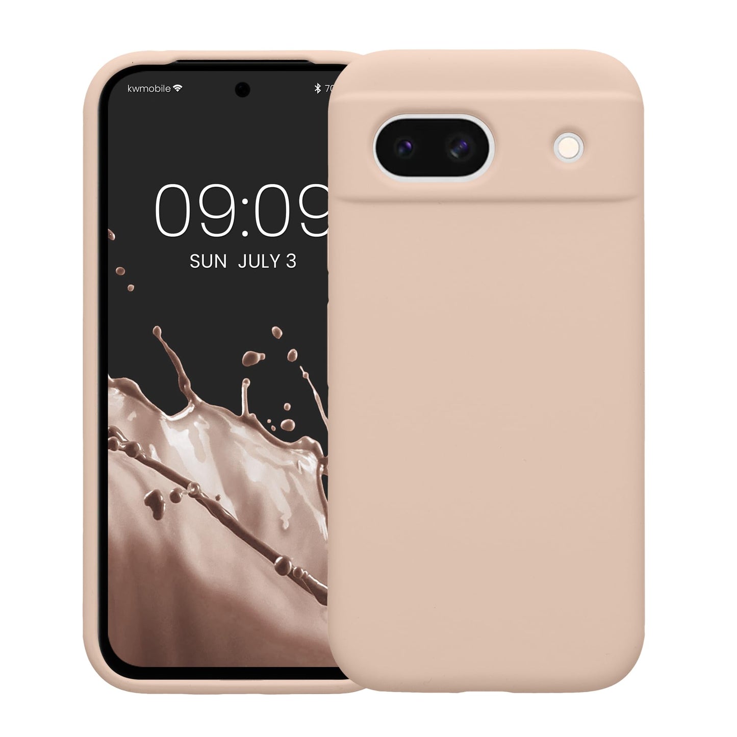 kwmobile Carcasa Compatible con Google Pixel 8a Funda - Case TPU y Silicona antigolpes - Apto Carga inalámbrica - Beige Rosa Claro