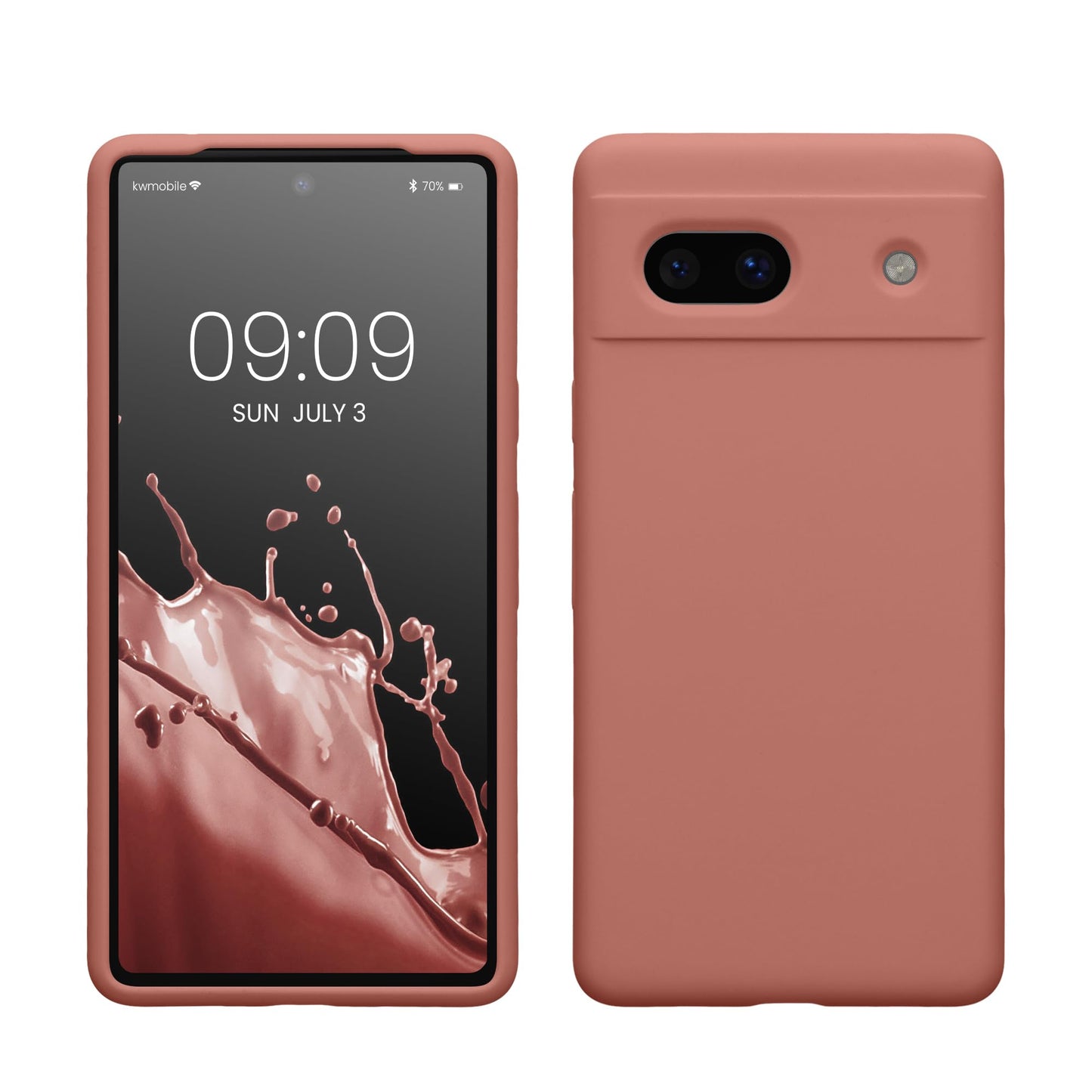 kwmobile Carcasa Compatible con Google Pixel 7a Funda - Case TPU y Silicona antigolpes - Apto Carga inalámbrica - Rosa de Invierno