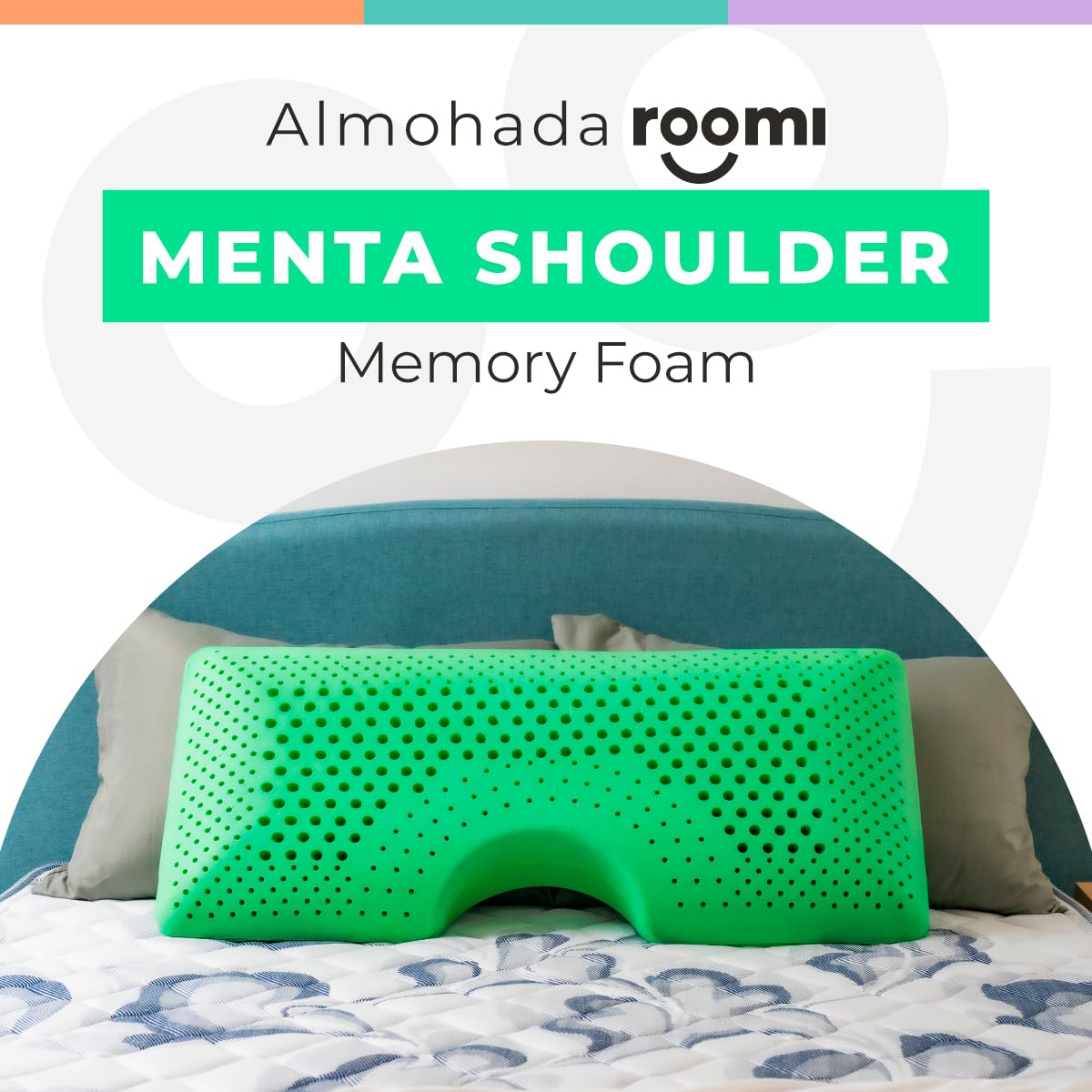Almohada Shoulder ROOMI Menta con Aromaterapia y Tecnología Air Flow Hipoalergénica