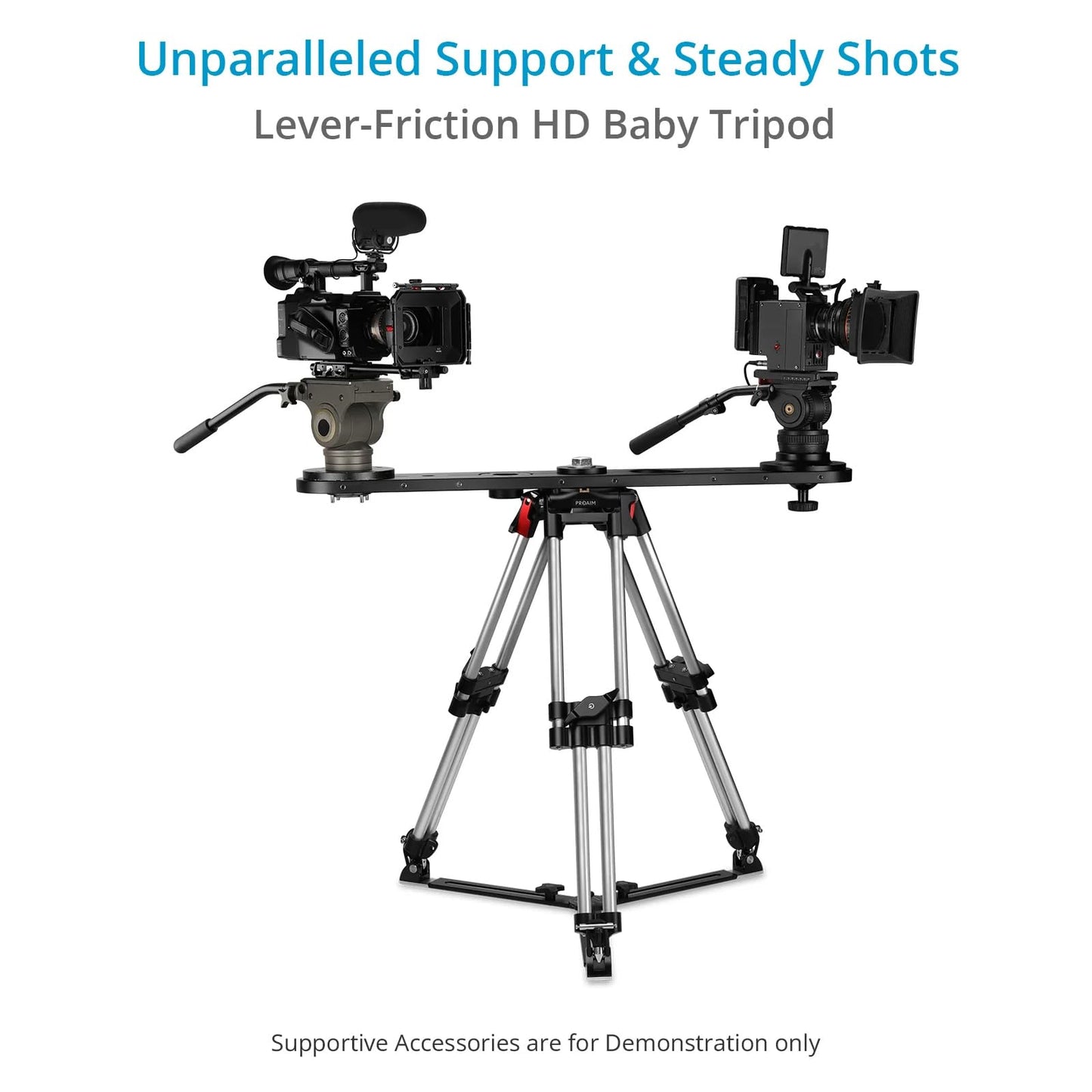 Trípode PROAIM HD de Alta Resistencia Mitchell Negro con Esparcidor de Aluminio para Cámara de Bebé