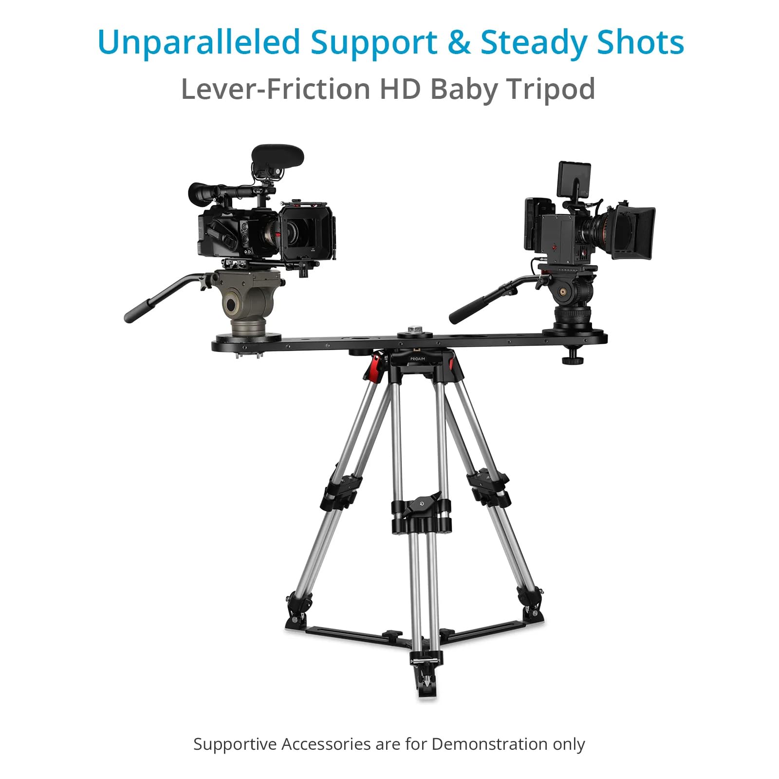 Trípode PROAIM HD de Alta Resistencia Mitchell Negro con Esparcidor de Aluminio para Cámara de Bebé