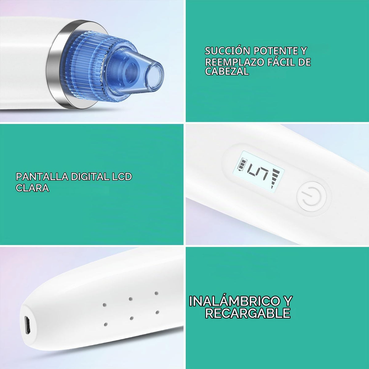 VOYOR Blackhead Remover Vacuum Suction Facial Pore Cleaner Electric Acne Comedone Extractor Kit with 6 Suction Head and LCD Screen Display for Women and Men Black Heads Extraction BR510