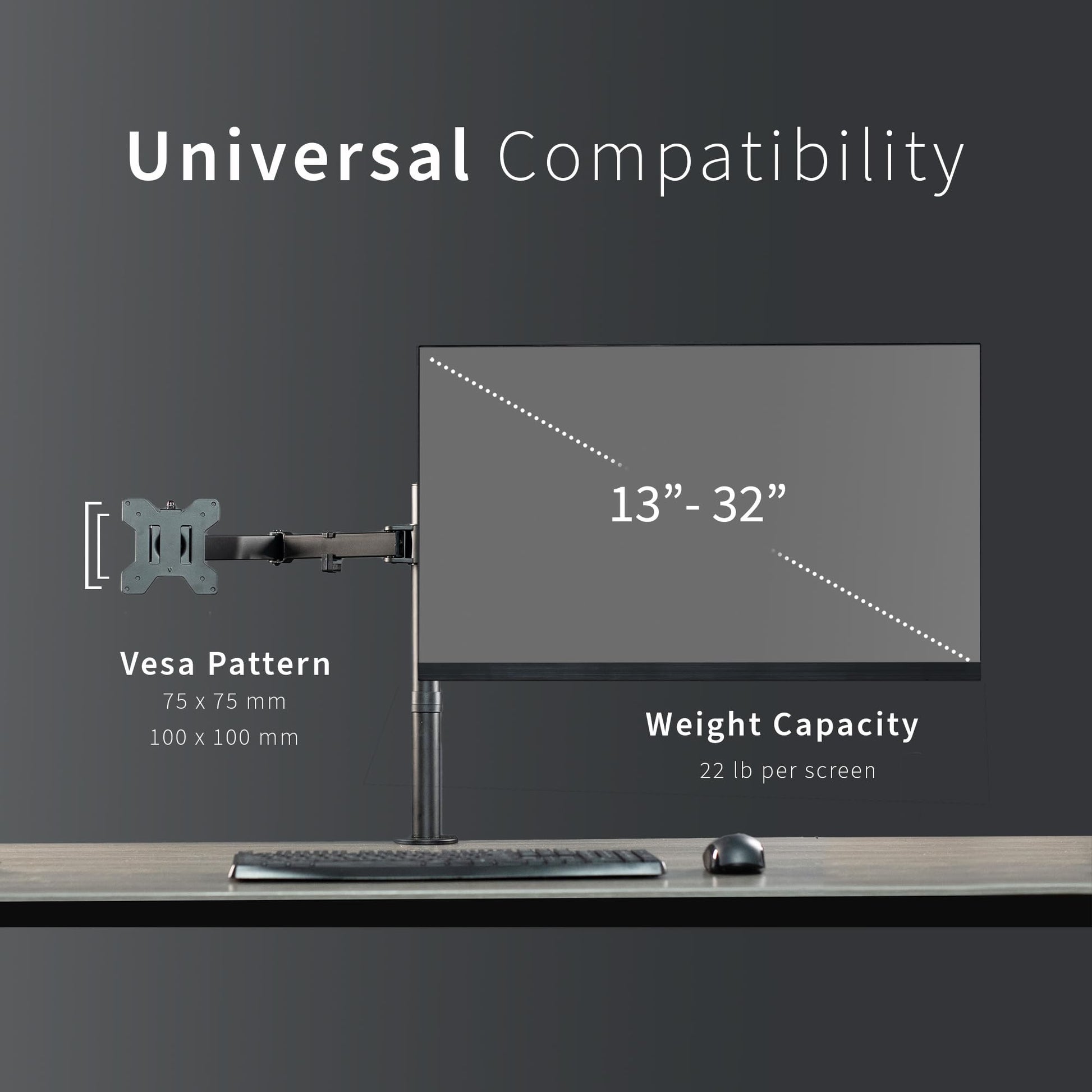 Soporte de Computadora VIVO Negro para Monitor Doble Resistente y Ajustable