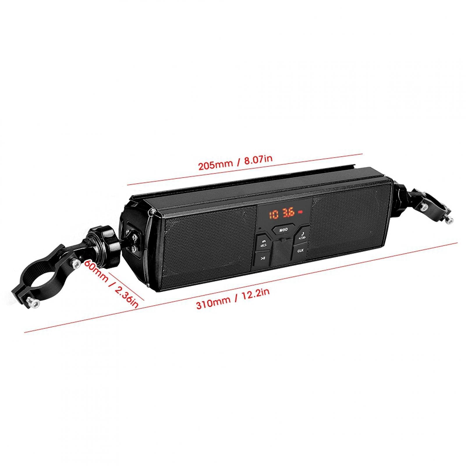 estéreo de manillar, altavoz de motocicleta Accesorio de modificación de motocicleta Barra de manillar de sonido de graves mejorado A prueba de agua para motocicleta para(negro)