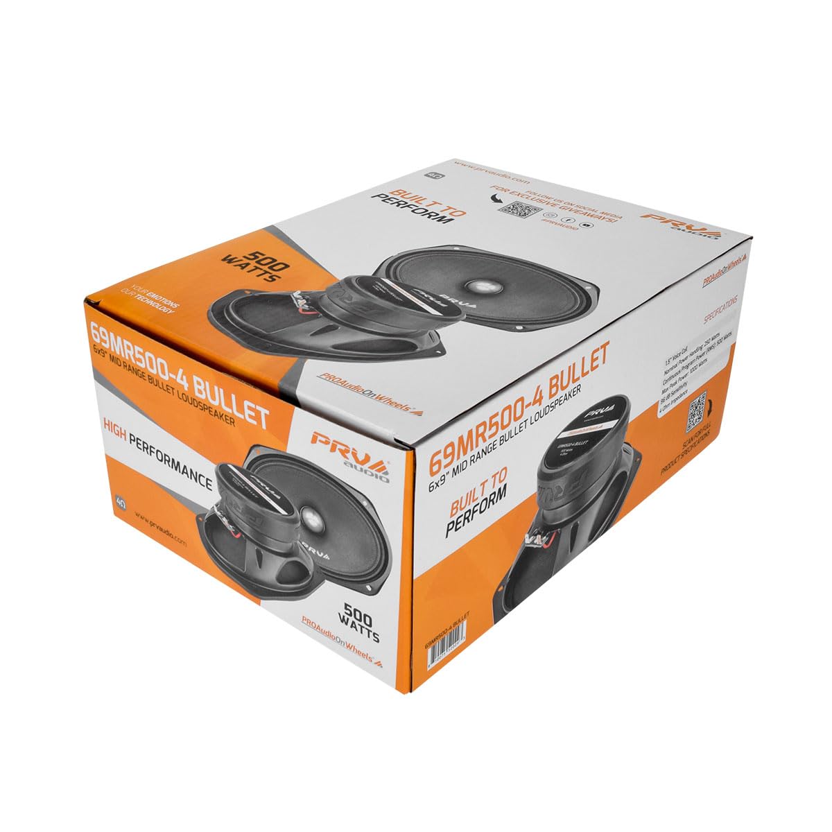 Altavoz de Rango Medio PRV AUDIO 69MR500-4 6 x 9 Pulgadas Negro para Audio Profesional de Coche
