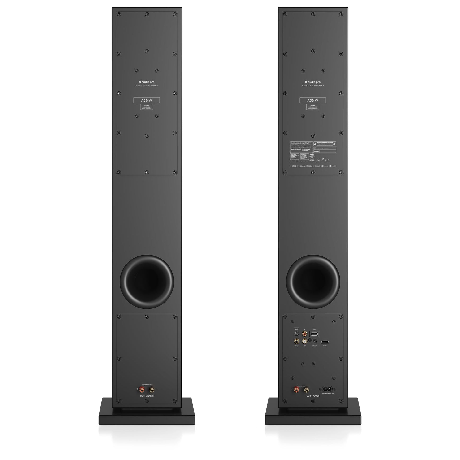 Audio Pro A38 W - Altavoz de TV, juegos y música, multihabitación, WiFi y Bluetooth, AirPlay 2, Google Cast, Spotify Connect, color negro