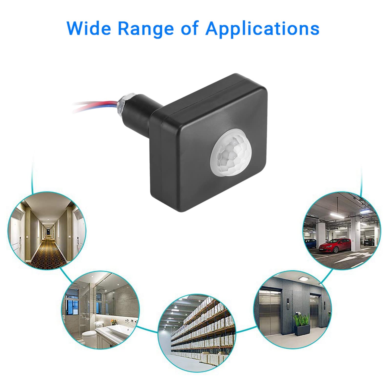 FTVOGUE Sensor de Movimiento,Interruptor de Pared con Sensor de Detección de Movimiento por Infrarrojos, AC 110-240 V,Rango de Detección 120 - 140 grados