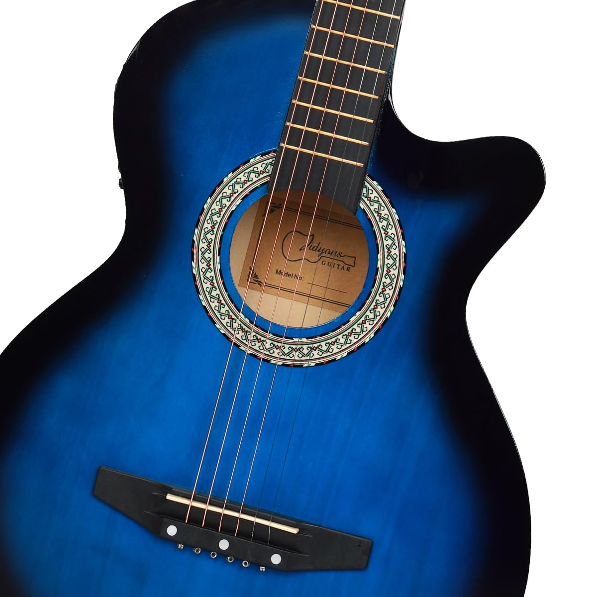 38 inch Electroacústica Guitarra Guitarra acustica con Afinadores,Correas,Cuerdas para Instrumentos,Plumillas,Cable amplificador guitarra,soul,Fundas para Guitarras 3/4 (Blue2)