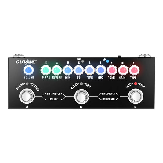 HUIOP CUVAVE CUBE BABY Pedal de efectos combinados para guitarra eléctrica multifuncional portátil con reproducción de música inalámbrica Grabación de teléfono Función de interfaz tipo C de audio,Peda