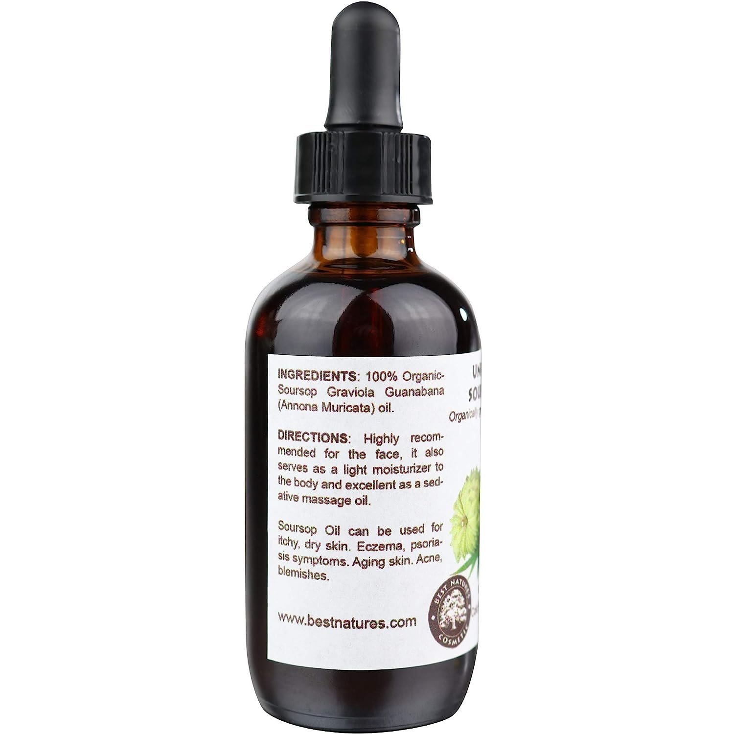 Best Nature's Cosmetics Aceite de Guanábana 60 ml Prensado en Frío - Hidratación - Nutrición - Revitalizante - Hecho en USA
