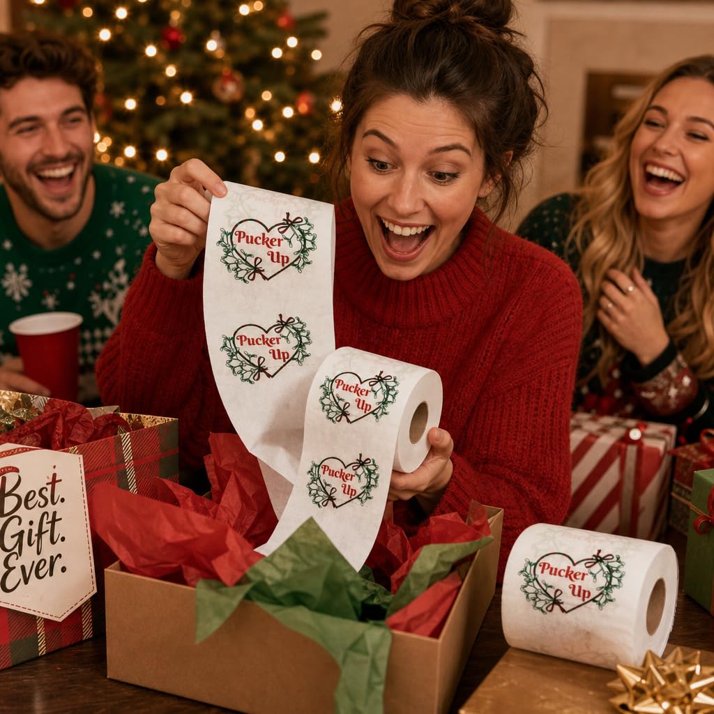 Papel Higiénico Pucker Up Mistletoe Festivo y Divertido para Navidad