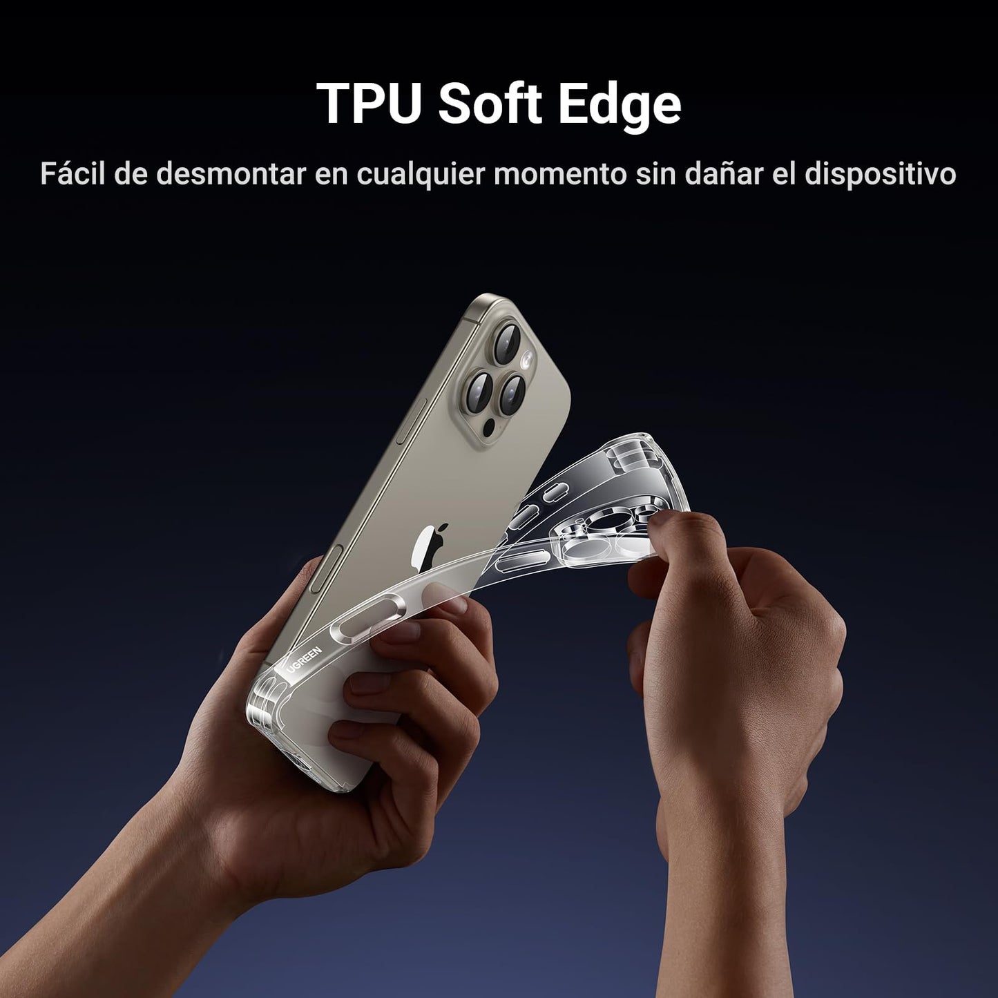 Funda Transparente UGREEN para iPhone 16 Pro MAX con Airbags de Alta Elasticidad y Protección de Lente