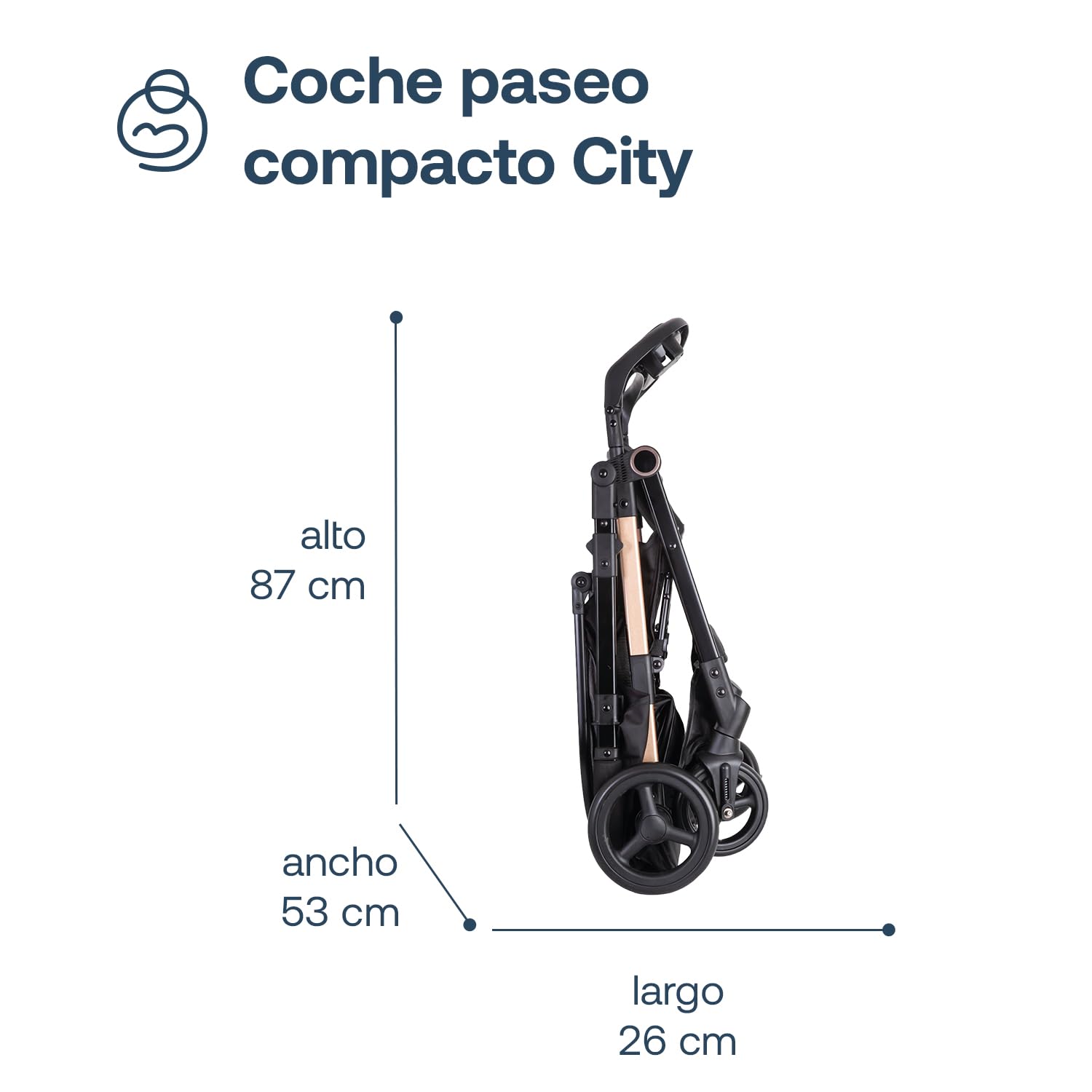 Bebesit Carriola City | Cochecito Compacto | Multi Posiciones de Reclinado | Moisés Convertible | Cinturón de seguridad de 5 puntas | Confort para Bebés