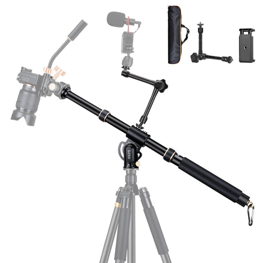 Brazo de extensión de trípode de aluminio de 41 pulgadas con brazo de columna central horizontal retráctil con 1/4 pulgadas y 3/8 pulgadas, giratorio de 360° para fotografía de gran ángulo, carga