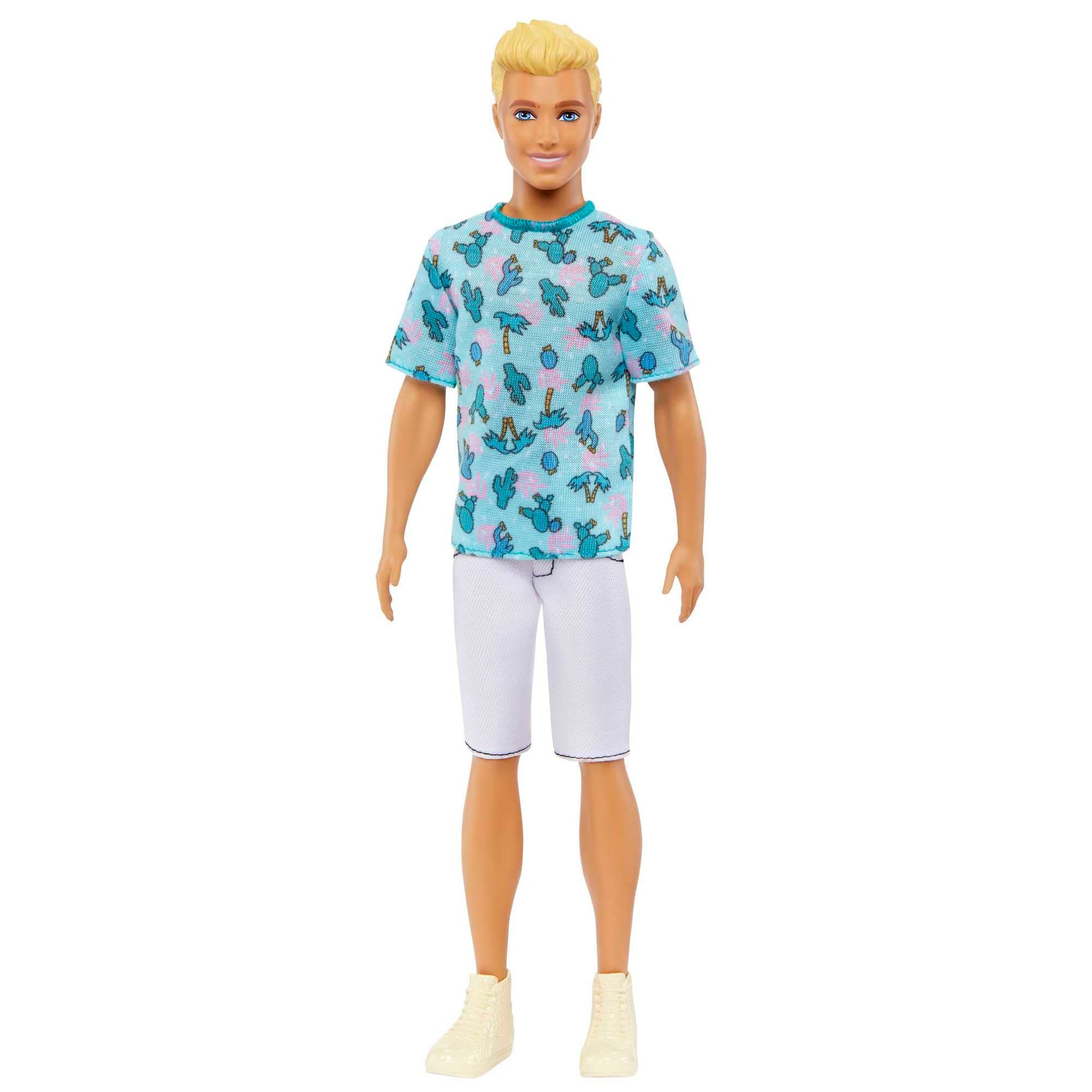 Barbie Fashion & Beauty Muñeco Ken Rubio con Playera Azul y Bermudas Blancas Ideal para los niños Amantes de la Moda para niñas de 3 años en adelante