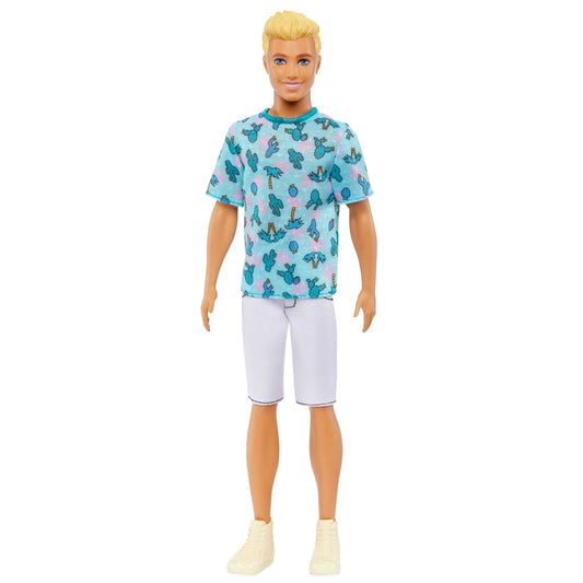 Barbie Fashion & Beauty Muñeco Ken Rubio con Playera Azul y Bermudas Blancas Ideal para los niños Amantes de la Moda para niñas de 3 años en adelante