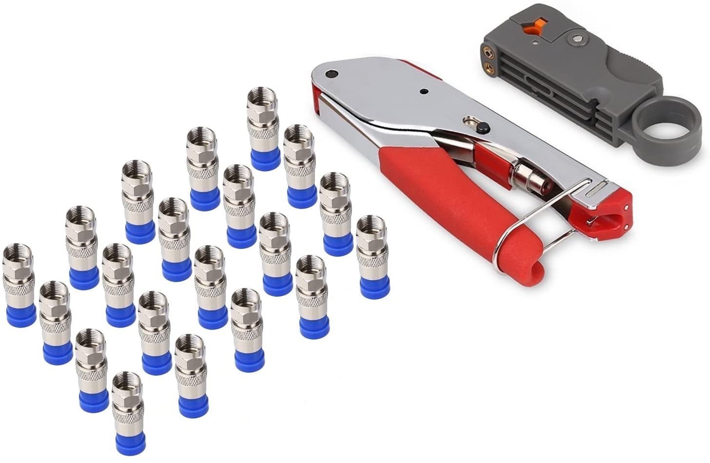 Crimpador de Cable Coaxial Voyzdx Azul con Conectores F para TV, Video y Audio