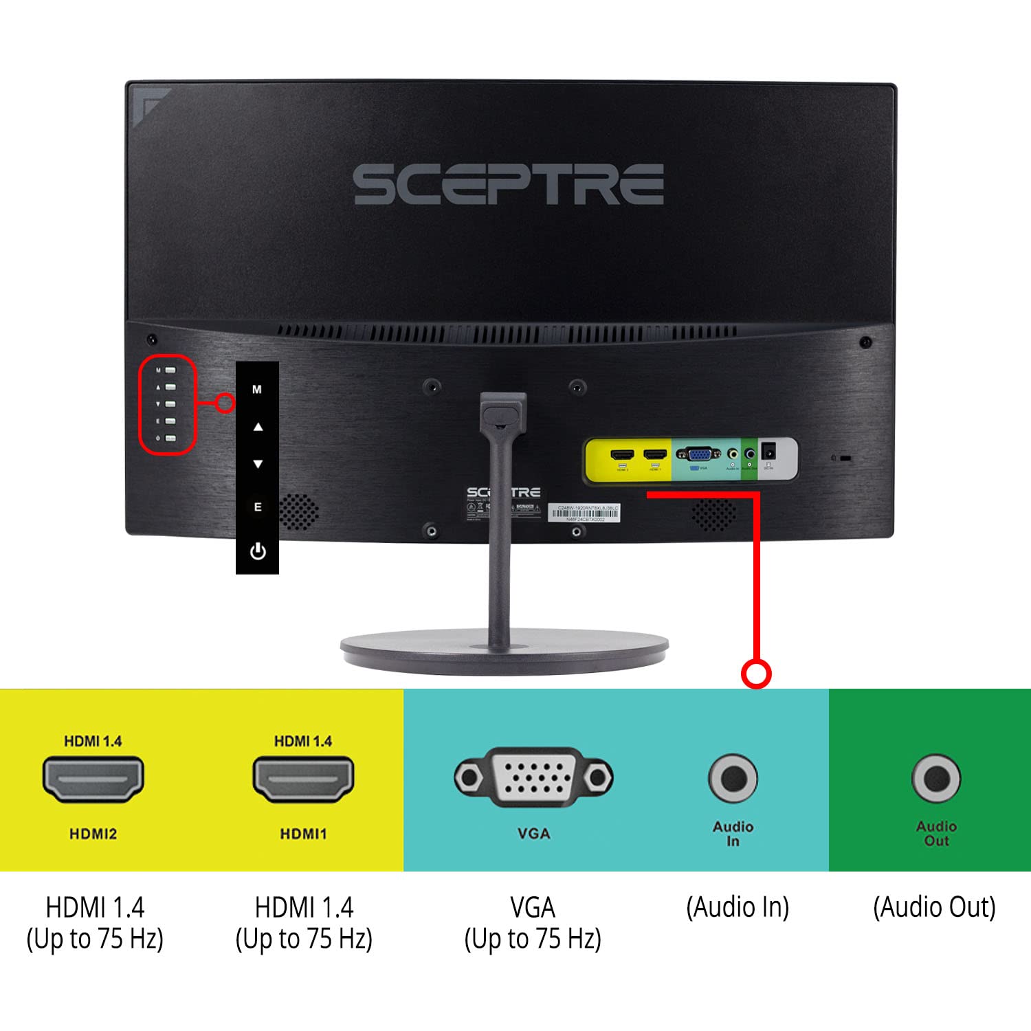 Monitor Gaming Curvo Sceptre Negro 24 Pulgadas 1080p R1500 sRGB 98%