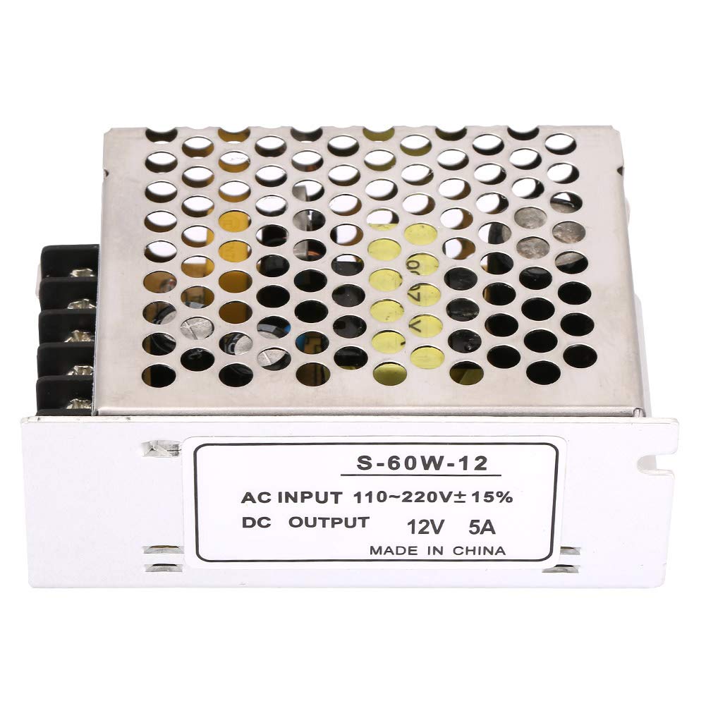 Fuente de alimentación de interruptor regulado universal de 12V 5A AC/DC para LED, convertidor de voltaje, interruptor regulado de fuente de alimentación, rendimiento antiinterferencias