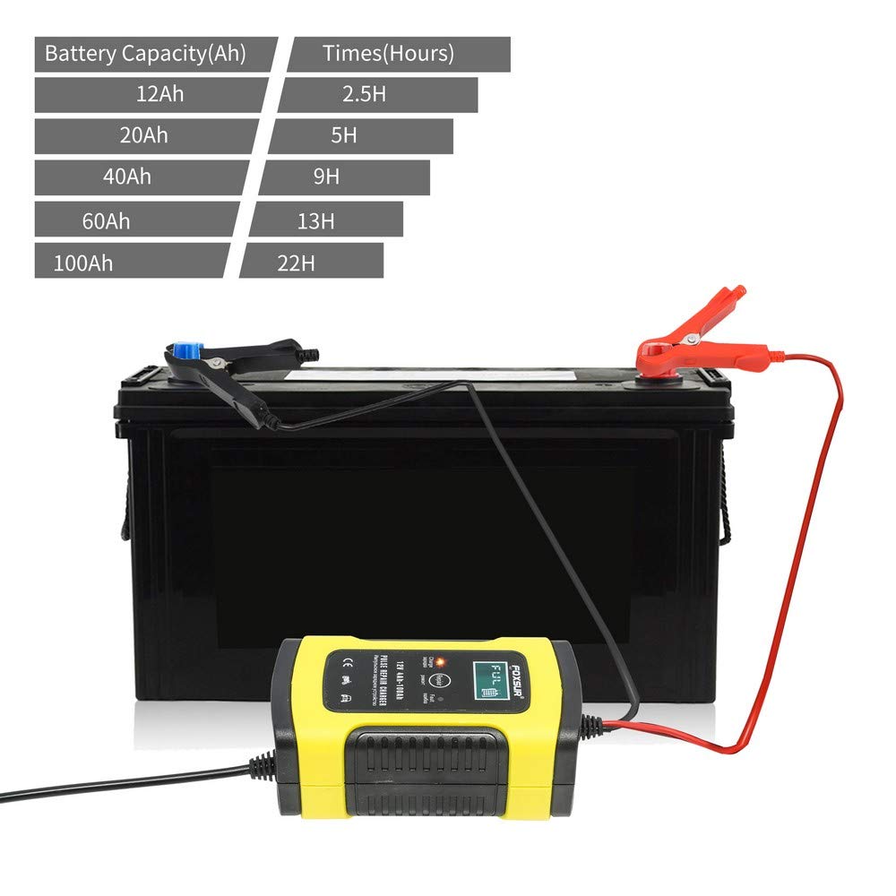 IEIK Cargador de batería inteligente de 12 V y 5 amperios para automóvil, motocicleta, RV, SUV, cortacésped, barco, RV, SUV, ATV y más