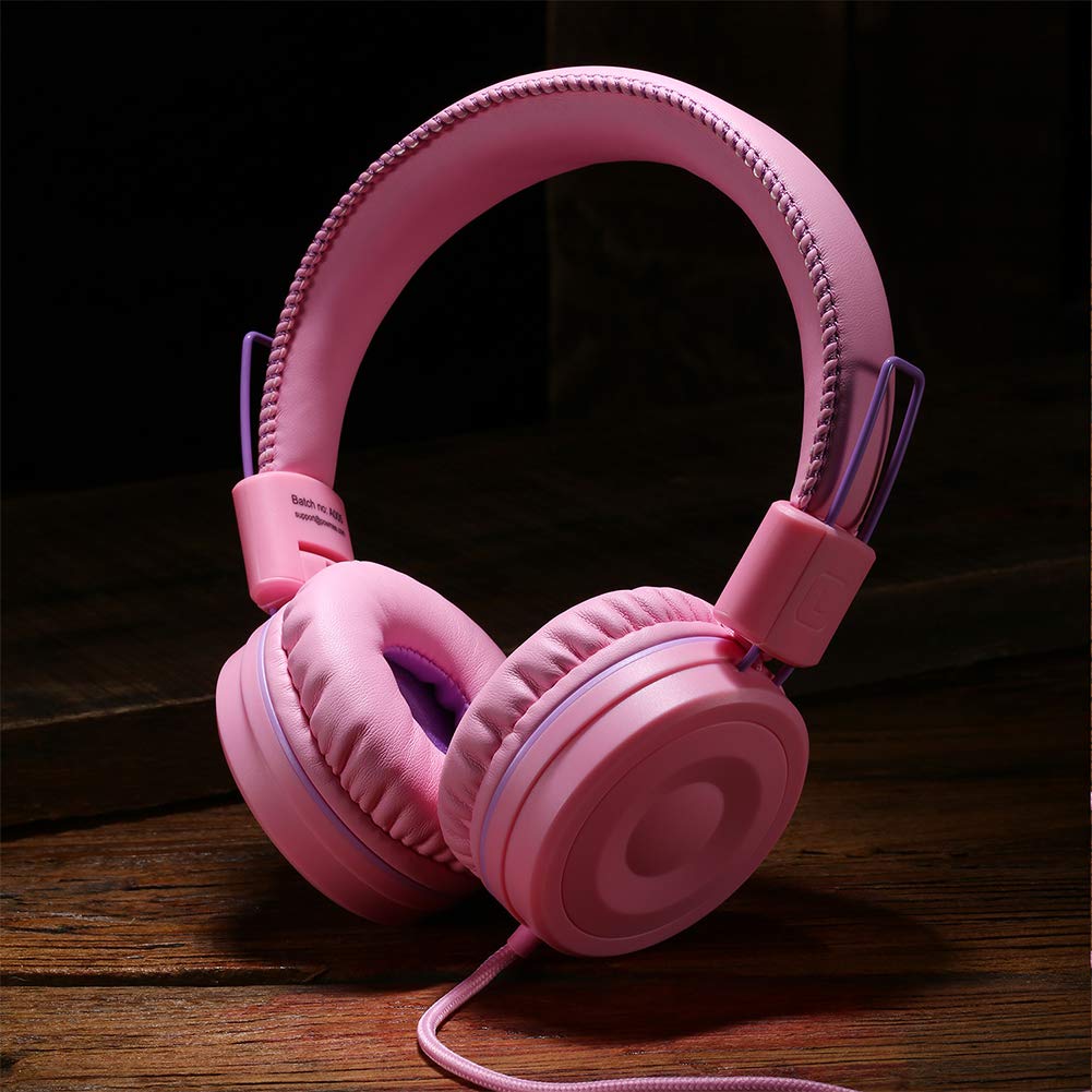 Auriculares POWMEE M1 Rosa Plegables y Ajustables para Niños