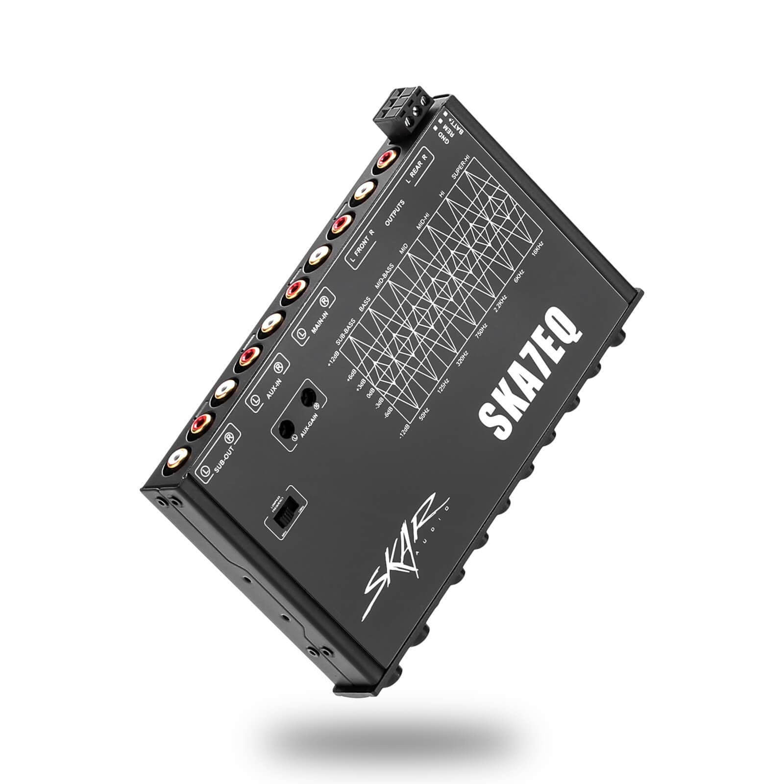 Ecualizador Gráfico Skar Audio SKA7EQ con Entrada Auxiliar y Salidas RCA de Alto Voltaje para Coche