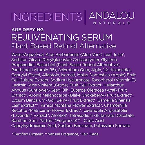 Suero Antienvejecimiento con Retinol a Base de Plantas de Andalou Naturals - 1 oz. ¡Inversión en juventud para tu piel! ¡Elimina arrugas y líneas de expresión de forma natural! ¡Añade a tu rutina de belleza!