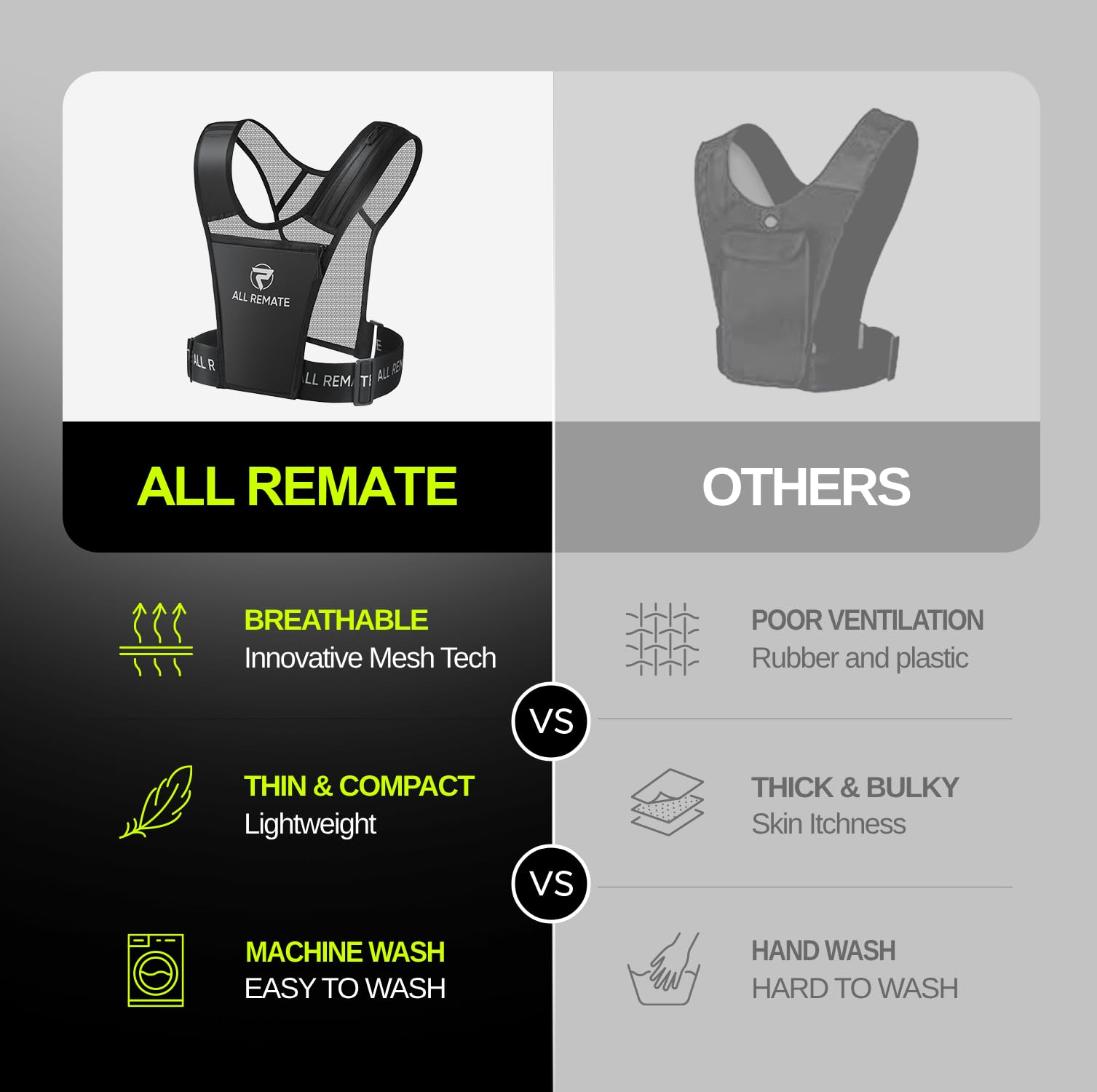 ALL REMATE - Chaleco para correr, soporte para teléfono, ajustable, reflectante, equipo de entrenamiento