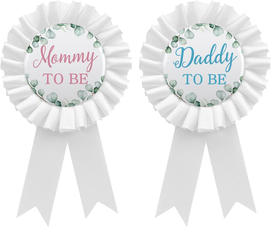 HAPPYLAND - Decoración para baby shower, diseño de mamá a ser y papá a ser alfiler, color rosa y azul, juego de baby shower para mamá a ser baby shower, decoración de fiesta temática verde