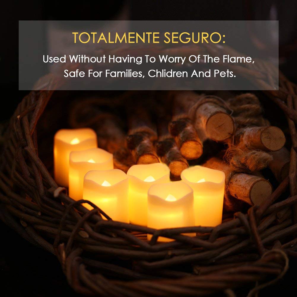Velas LED Nasjac Blancas Impermeables Efecto Llama para Decoración 24/48 Luces