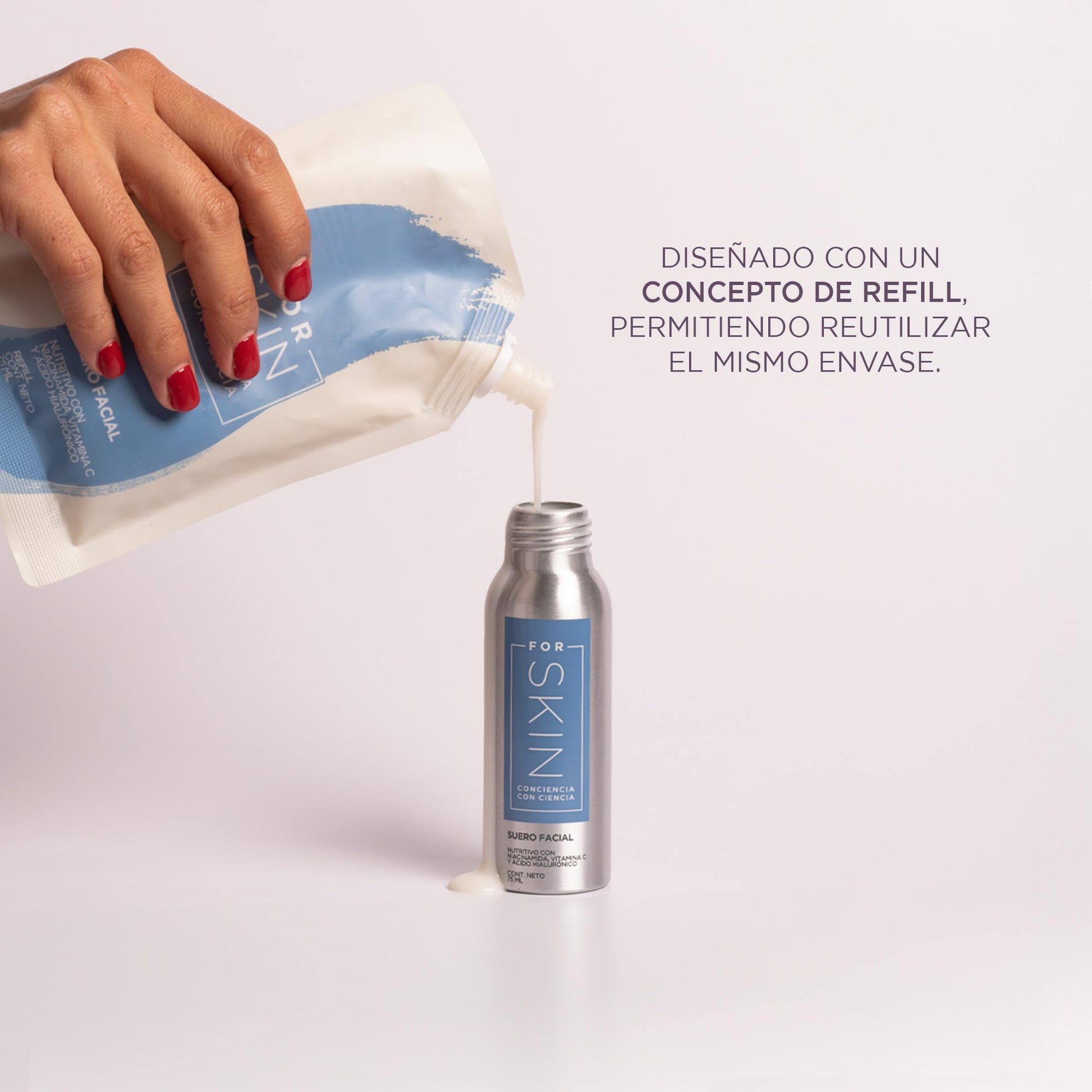 For Skin suero nutritivo regenerador 75 ml | Vitamina c, niacinamida, coenzima Q-10, ácido hialurónico y colágeno | Extractos de aloe vera y manzanilla