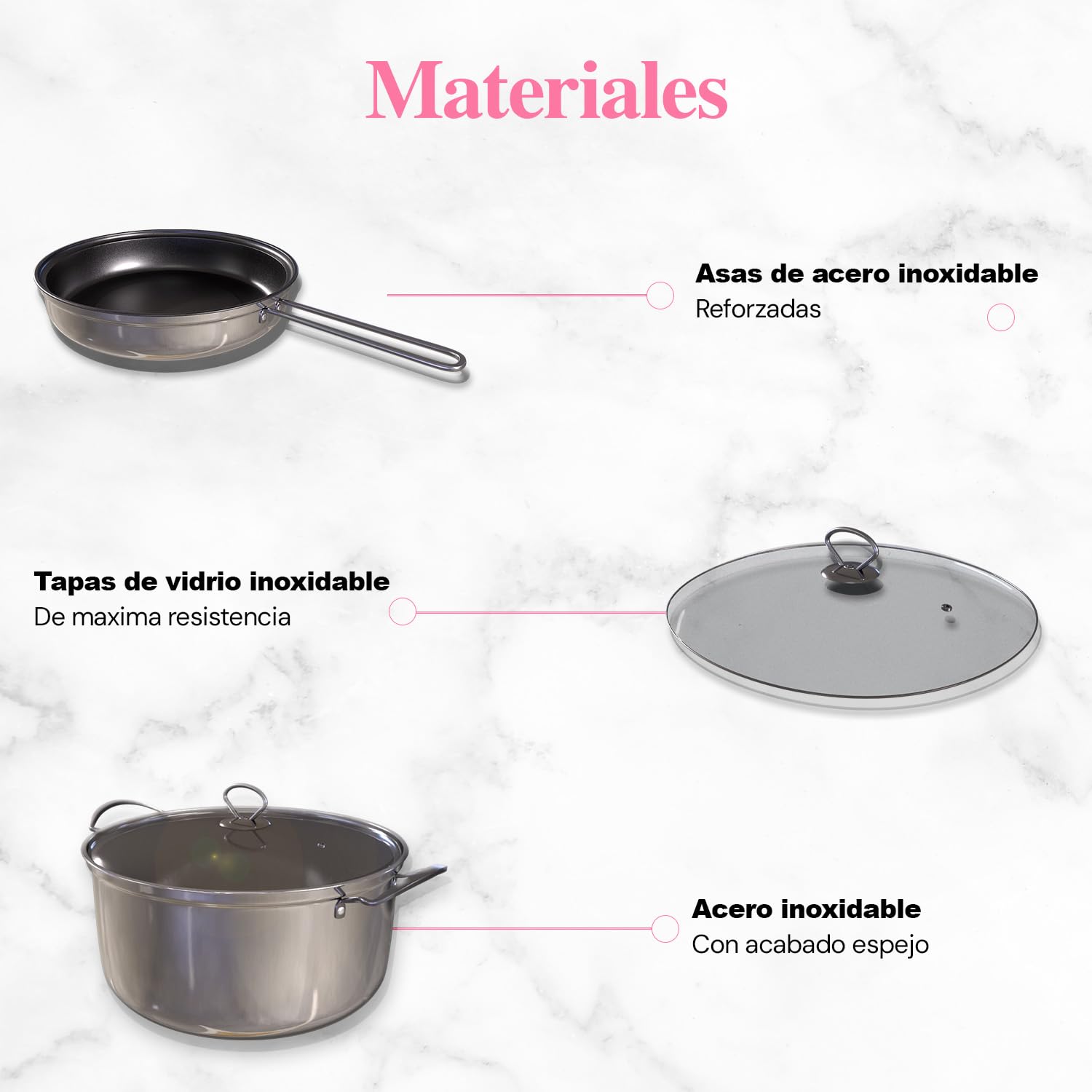 Bateria de Cocina Sofia Inox Acero Inoxidable 18 Piezas
