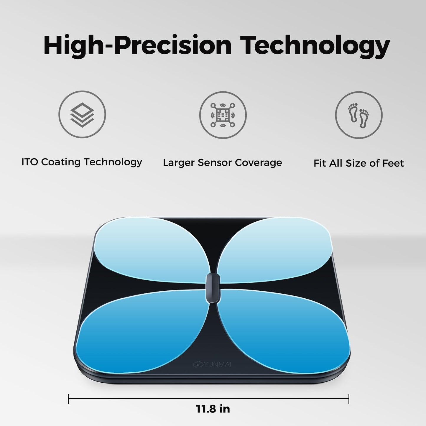 Báscula Inteligente Yunmai para Peso Corporal, Báscula Digital de Baño con IMC, Grasa Corporal, Masa Muscular, Bluetooth, Analizador de 13 Composiciones, Compatible con Apple Health, Recargable 400lb