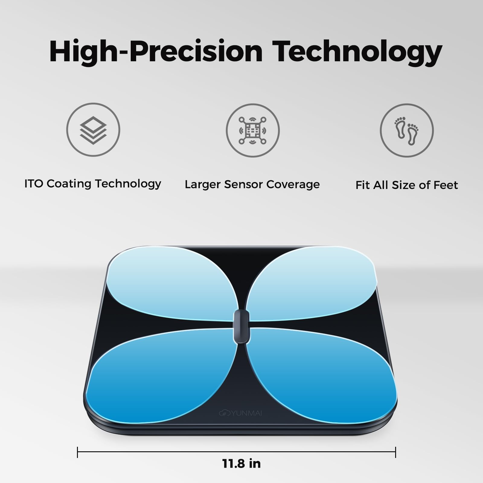 Báscula Inteligente Yunmai para Peso Corporal, Báscula Digital de Baño con IMC, Grasa Corporal, Masa Muscular, Bluetooth, Analizador de 13 Composiciones, Compatible con Apple Health, Recargable 400lb