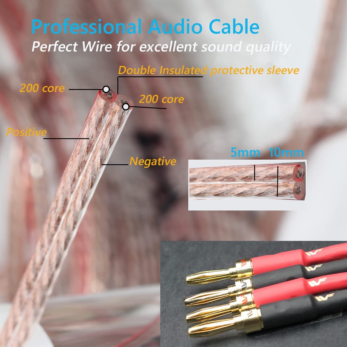 Cables de Altavoz UCINNOVATE 13 AWG Oro Cobre de Alta Fidelidad