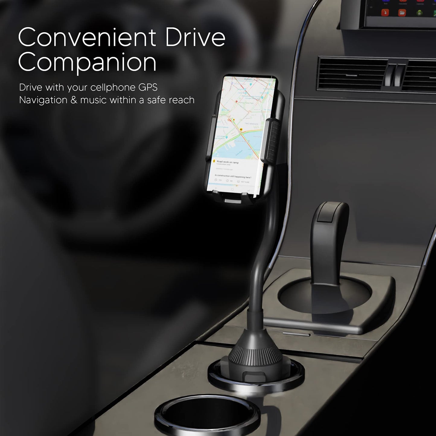 Soporte para Teléfono Celular TalkWorks Negro Compatible con iPhone para Automóvil Cuello de Cisne 8 Pulgadas